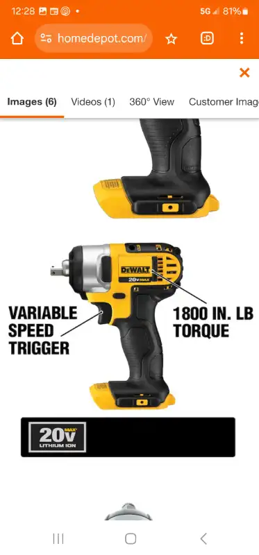 DEWALT 20V MAX Cordless 1/2 in. Impact Wrench Kit W Detent Pin, View more