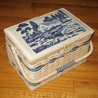 Vintage Singer wicker sewing basket