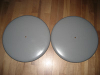 2 large round metal base plates