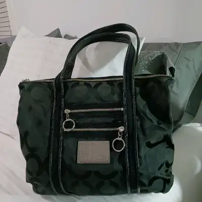 Coach Poppy Op Art Glam Tote Bag Shoulder Bag 13826 Black