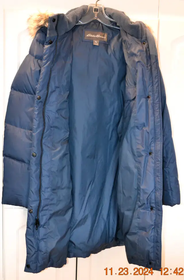 Ladies Mid-Blue EDDIE BAUER Down Coat,Size Medium-LIKE NEW63793683163267122
