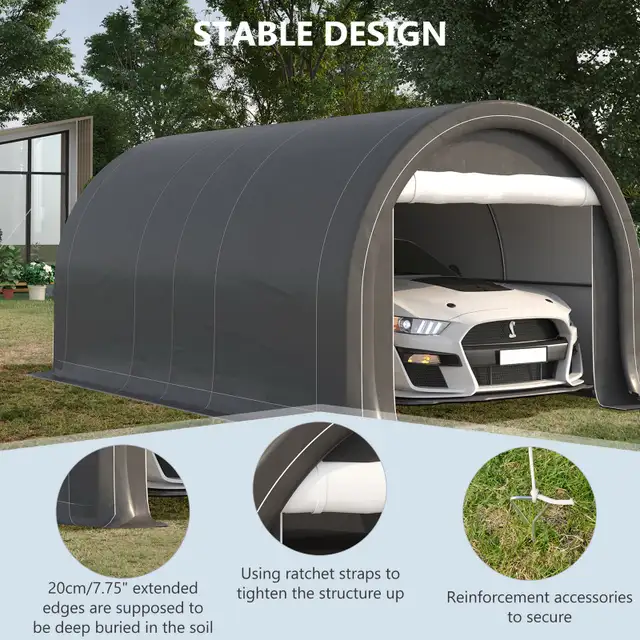 10' x 16' Heavy Duty Portable Carport Tent with Zippered Door in Outdoor Tools & Storage in Markham / York Region - Image 5