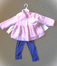 Baby Girl's 3-Piece Faux Fur Jacket, Tunic & Leggings Set 24 M