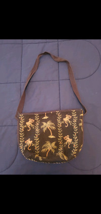 Vintage Doodle Bags Monkey and Palm Trees Purse