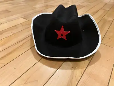 Add some western flair to your outfit this cowboy cowgirl western hat which is black with a white tr...