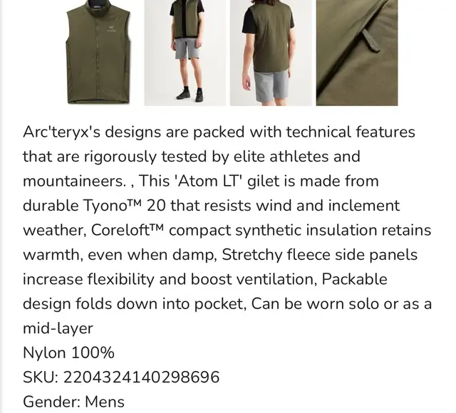 New cond Arc’teryx Atom Lt Vest XL mens in Men's in Oakville / Halton Region - Image 5