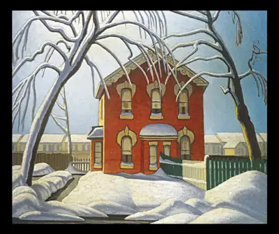 Lawren Stewart Harris Painting - 1925 Red House in Winter, View more