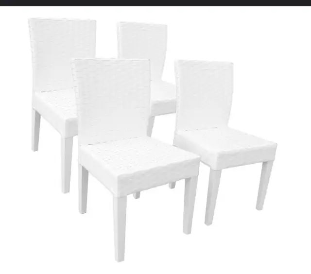 New Set of 4 wicker white metal patio dining chairs outdoor in Patio & Garden Furniture in St. Catharines - Image 2
