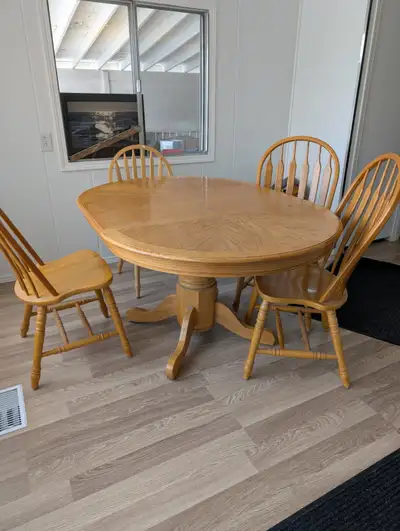 Oak table and chairs, View more
