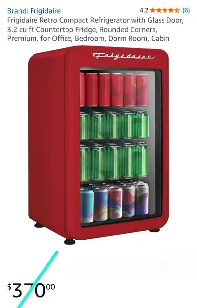 Frigidaire, 3.3 Cu. Ft. Retro Refrigerator, Glass Door, Red, View more