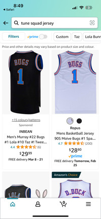 Toonsquad bugs bunny basketball jersey