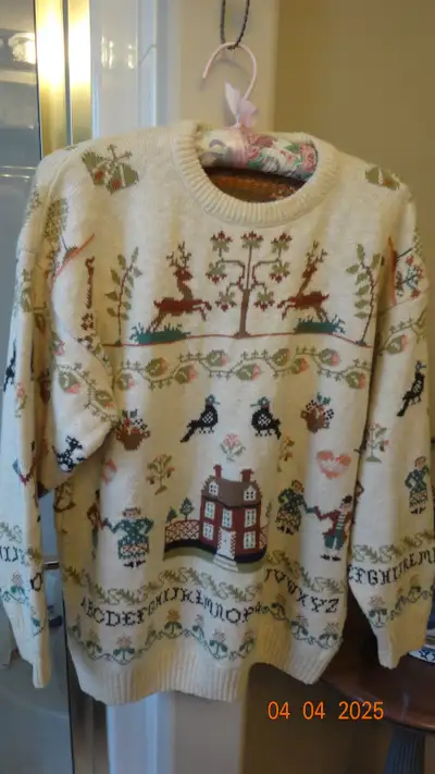 Sweater,100% cotton, made Britain, Sampler style , a treasure, View more