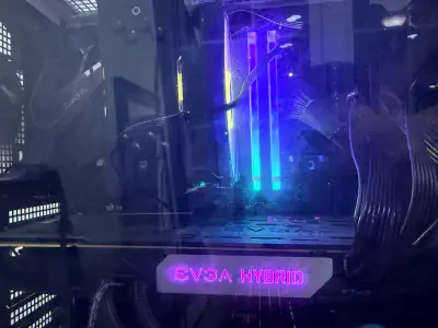 Top model of line, rtx2080ti with built in water cooler, very stable, runs slightly better than 3070...