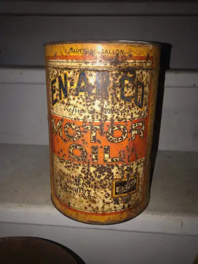 GAS OIL TIN AUTOMOBILE CANS - ENARCO MERCURY HOT-SHOT PRESTONE, View more