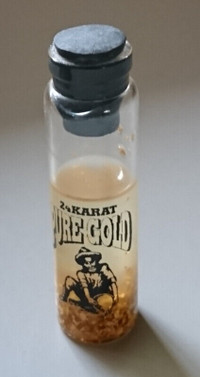 Vintage 24k Pure Gold Leaf Flake in Liquid Bottle