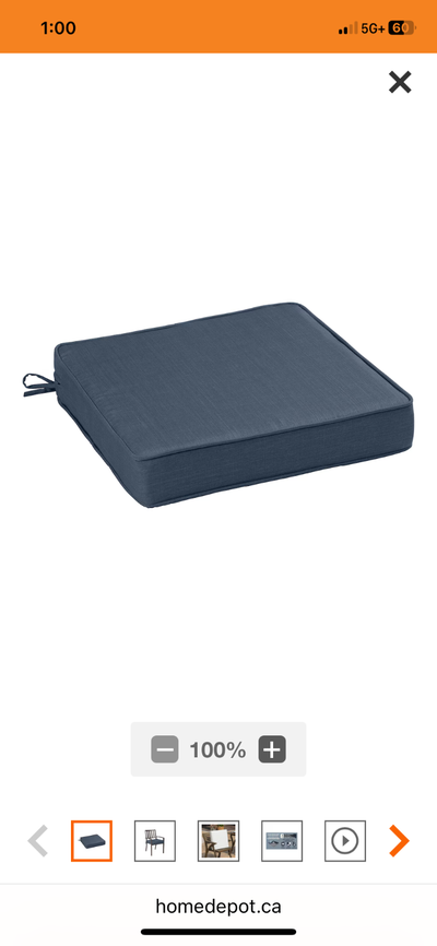Hampton Bay Outdoor Chair Cushions - Navy Blue 18x18, View more