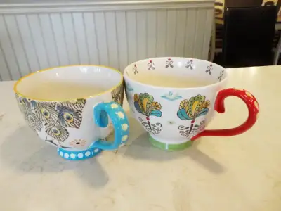 Pair of Cute Wide Mouth Coffee Latte, Hot Chocolate Ceramic Mugs, View more