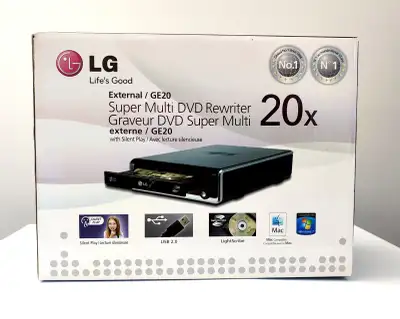 LG EXTERNAL DVD BURNER REWRITER GE20 LIGHTSCRIBE, View more