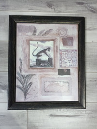 Tropical/Monkey Picture in a Wooden Frame with Plexiglass
