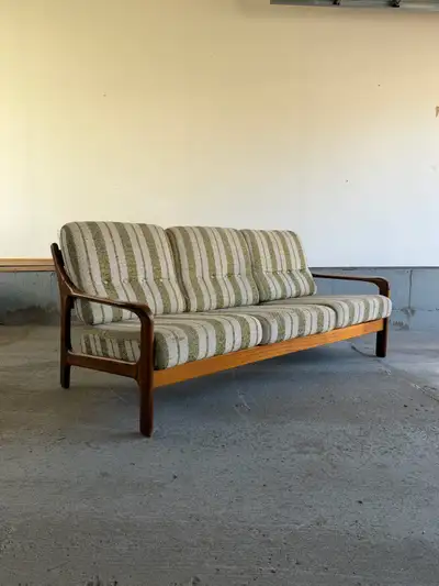 mid century solid teak sofa, View more
