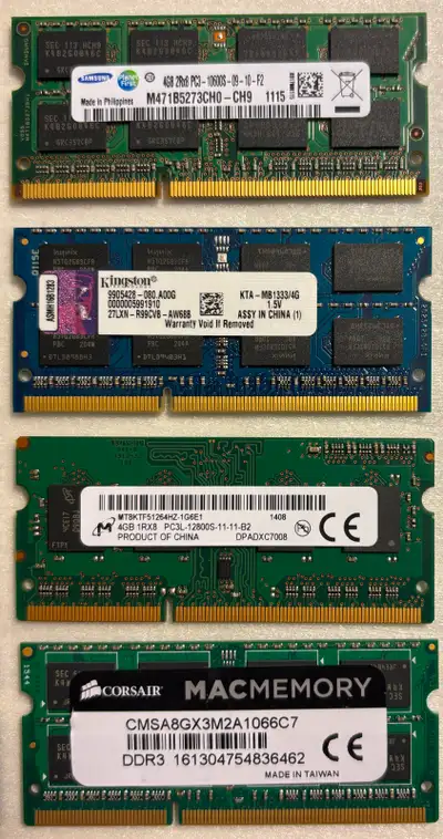 DDR3 SODIMM Laptop RAM 4GB Total 4 pcs. $10 each, View more