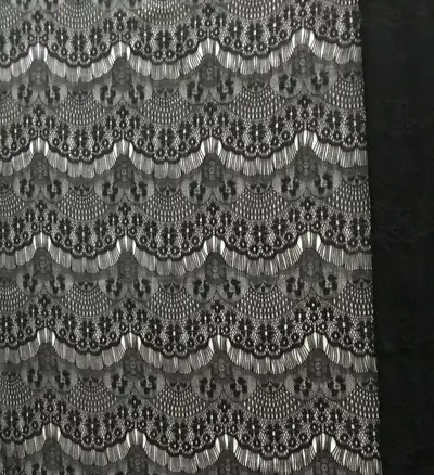 63" x 1.1 yards Black Lace Floral Fabric Eyelash ～ Fast Delivery, View more