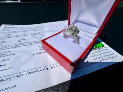 #869 - 14kt White Gold EFFY Diamond Panther Ring, Size 7, View more