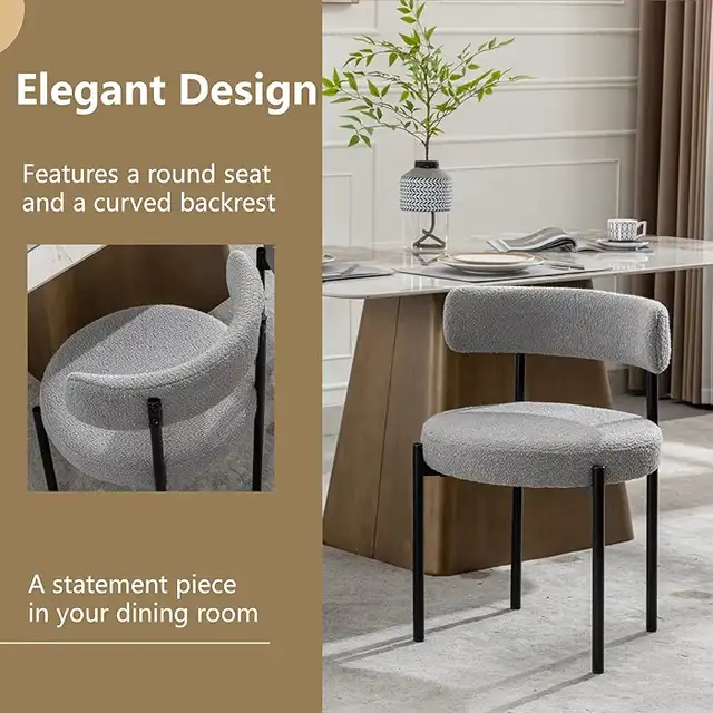 grey boucle dining chairs  in Chairs & Recliners in Markham / York Region - Image 10