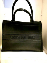 Christian Dior Medium Black Leather Book Tote