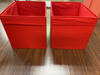 2 IKEA Drona red foldable cloth fabric storage boxes Kallex 