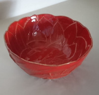 Vintage Rare Italian Pottery Red Leaf Bowl