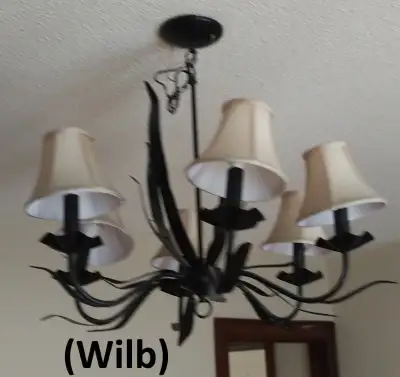 Chandelier - Vintage Reproduction, Black, White Shades, View more