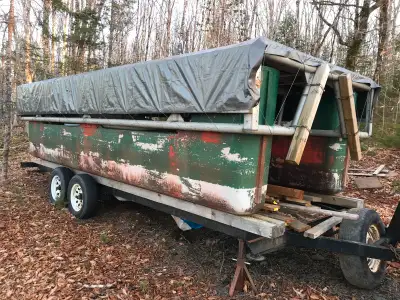 The length is 18’ and the width is 8’3”. The deck is treated hemlock. Commercially constructed. Trai...