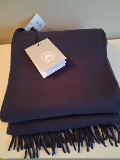 NWT Canada Goose Women's Solid Woven Wool Navy Scarf Wrap, View more
