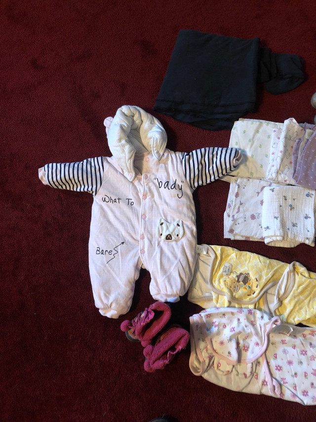 Infant stuff- winter suit/boots,blankets in Clothing - 3-6 Months in Edmonton