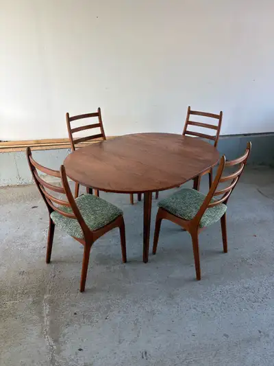 vintage teak dining table and chair, View more