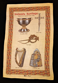 Vintage Linen Irelands Heritage Dublin Museum Souvenir Tea Towel