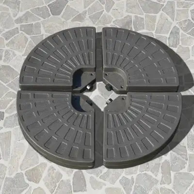 4-Piece Cantilever Offset Patio Umbrella Circular Base Stand w/Carry Handles, Water & Sand Filled •...