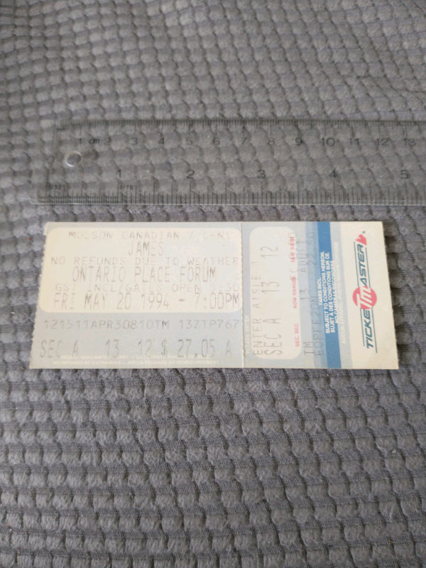 James 1994 Toronto concert ticket (remember the song 'Laid?') in Arts & Collectibles in City of Toronto - Image 3