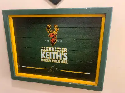 Vintage Alexander Keith Green Wood sign, excellent condition features a solid wood sign, Hand Painte...