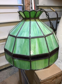 Vintage Tiffany Style Stained Slag Glass Hanging Light Fixture
