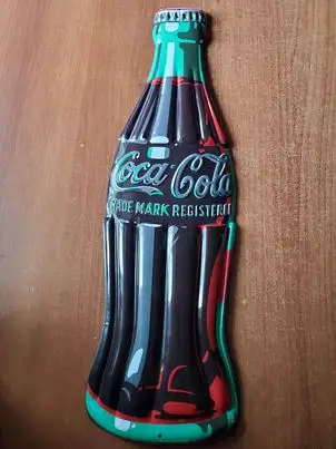 RETRO "COCA-COLA" PORCELAIN BOTTLE SHAPED METAL SIGN-COKE, View more
