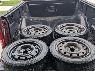 Set of 4, 16" All Season Winter Tires on 5 bolt Steel Rims, 205/55R 16 Starfire M+S RS-W 5.0 tires,...