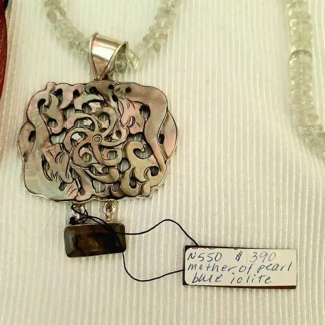 Sterling Silver/Mother of Pearl/Light Blue Iolite Necklace,New in Jewellery & Watches in Calgary - Image 8