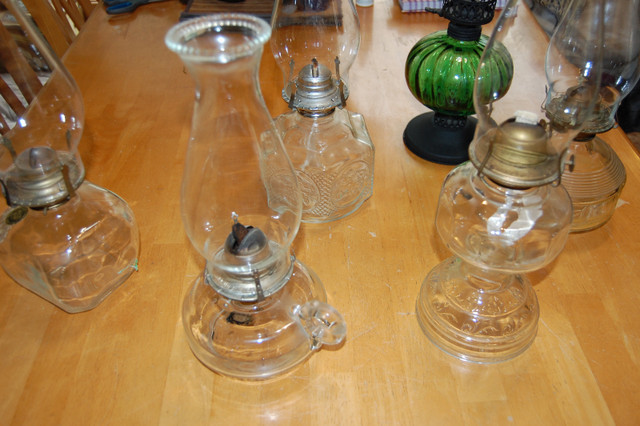 Six Functional Antique Coal Oil Lamps. $200 in Indoor Lighting & Fans in Kamloops - Image 3