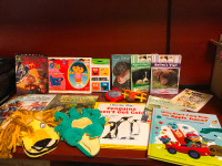 Book Lot with toys, puppets and Dora Ballon