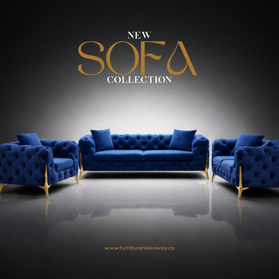 New Arrival: Premium Velvet Sofa with Gold Legs (Blue/Grey), View more