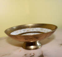 Beautiful Indian brass bowl with shell inlay