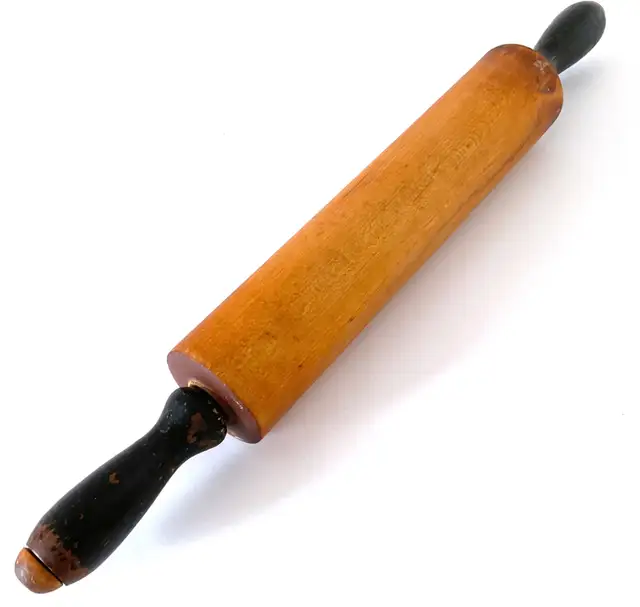 Antiquity 1950 Wooden rolling pin Black patinated handles62863738398979122
