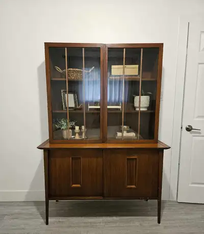 vinatge maple wood mcm hutch/buffet/cabinet by honderich, View more